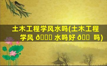 土木工程学风水吗(土木工程学风 🐞 水吗好 🐠 吗)